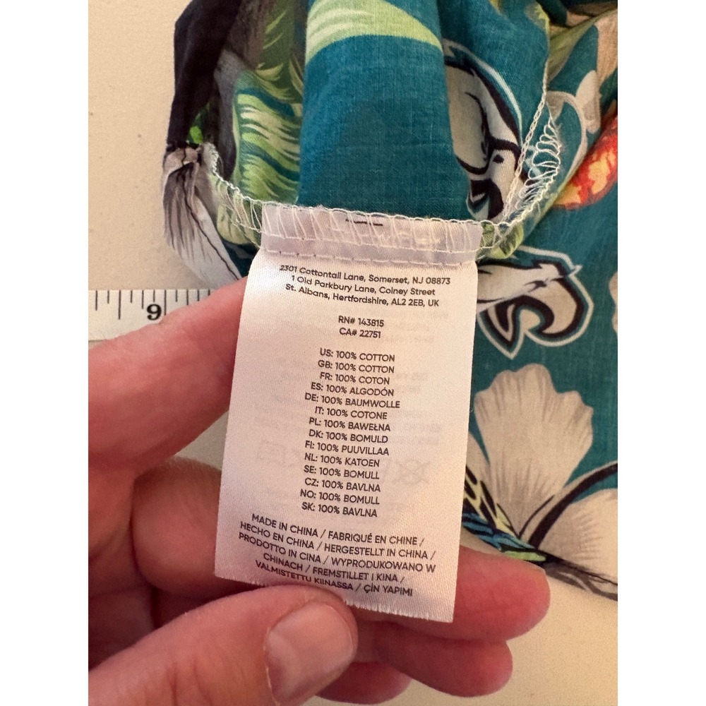 NFL Team Apparel Philadelphia Eagles Tropical Hawaiian Shirt Mens XL Toucan Teal - Picture 5 of 8